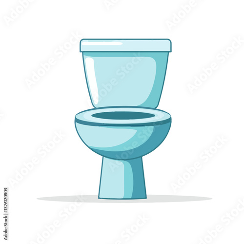 Very Simple flat 2D icon blue  toilet isolated on a white background, vector, flat design, vector, flat design, animation design, flat 2D icon, minimalist design, vector