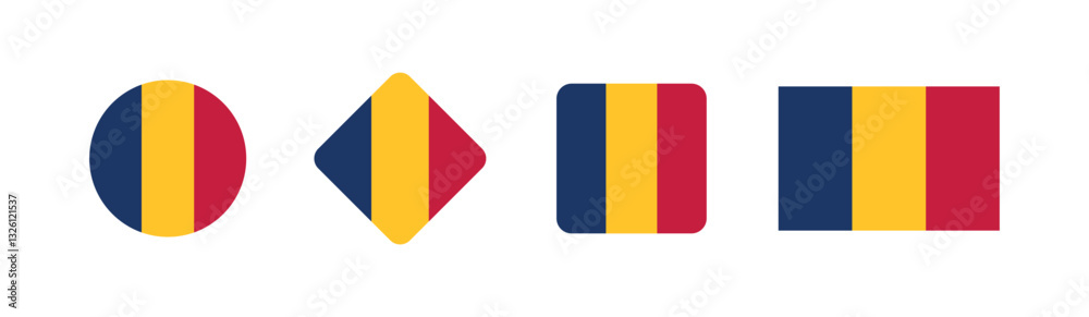 Fototapeta premium Vector Chad National Flag icon collection. Flag set of Chad various styles. 