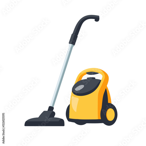 Very Simple flat 2D icon yellow vacuum cleaner set isolated on a white background, vector, flat design, vector, flat design, animation design, flat 2D icon, minimalist design, vector
