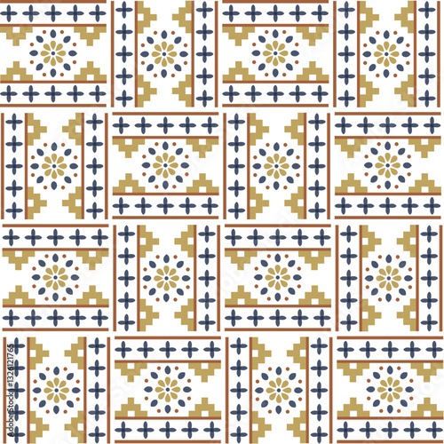 Geometrical Retro Block Repeat Vector Pattern