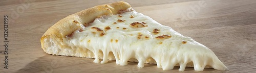 Delicious slice of cheesy pizza on wood food and drink, icon