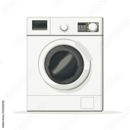 Very Simple flat 2D icon white washing machine set isolated on a white background, vector, flat design, vector, flat design, animation design, flat 2D icon, minimalist design, vector