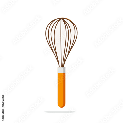 Very Simple flat 2D icon silver orange whisk isolated on a white background, vector, flat design, vector, flat design, animation design, flat 2D icon, minimalist design, vector