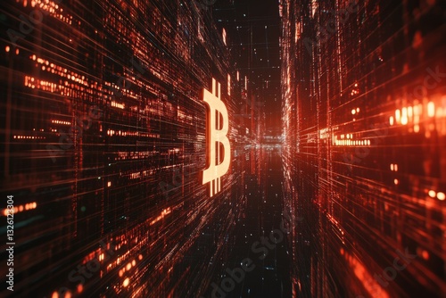 Visual representation of Bitcoin financial concepts showcasing digital networking and virtual currency flows Generative AI