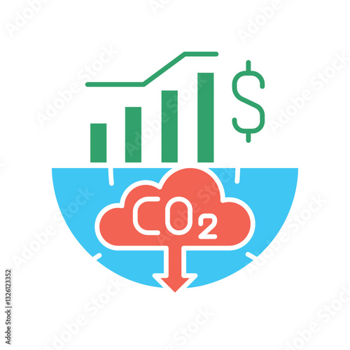 Low-carbon economy color flat icon.