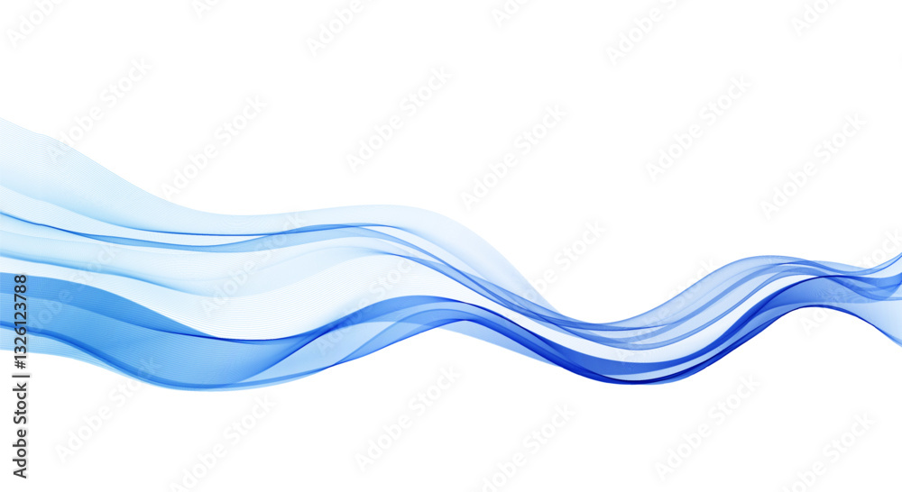 Naklejka premium Soft Blue Smoke Gradient Transparent Wave Background. Colorful Flowing Wavy Lines isolated on white background.
