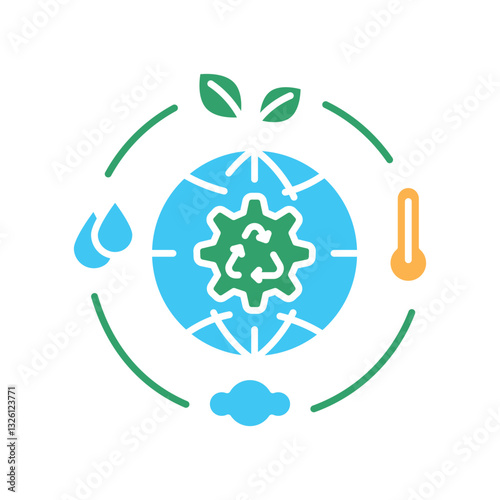 adaptation to climate change color flat icon.