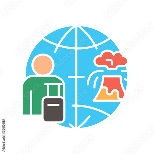 Climate migration color flat icon.