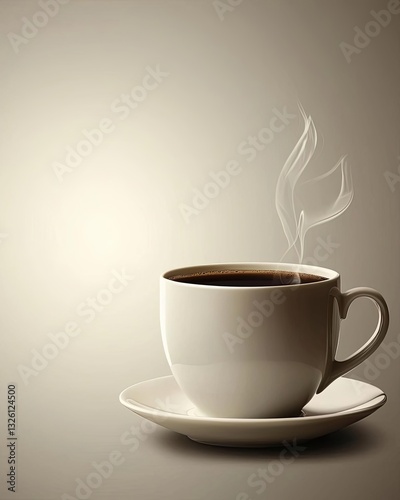 Steaming coffee cup on simple background. food and drink, icon