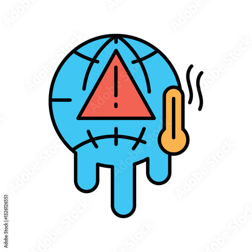 global warming color flat icon.