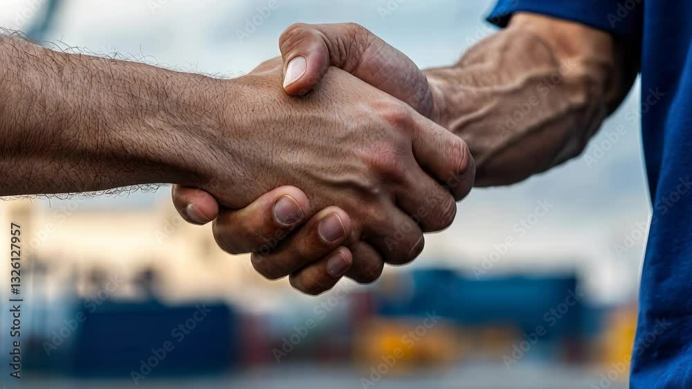 illuminating sealing deal with Businessmen Handshaking, golden sunset firm professional collaboration and mutual trust background video 4k