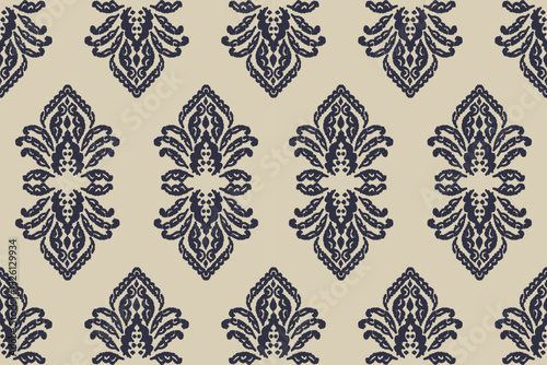Motifs African paisley boho Floral Ikat seamless pattern embroidery border. Ethnic ikat saree sarong  flower design for Ikat pattern and Ethnic Pattern.Border indian floral Aztec embroidery patterns.