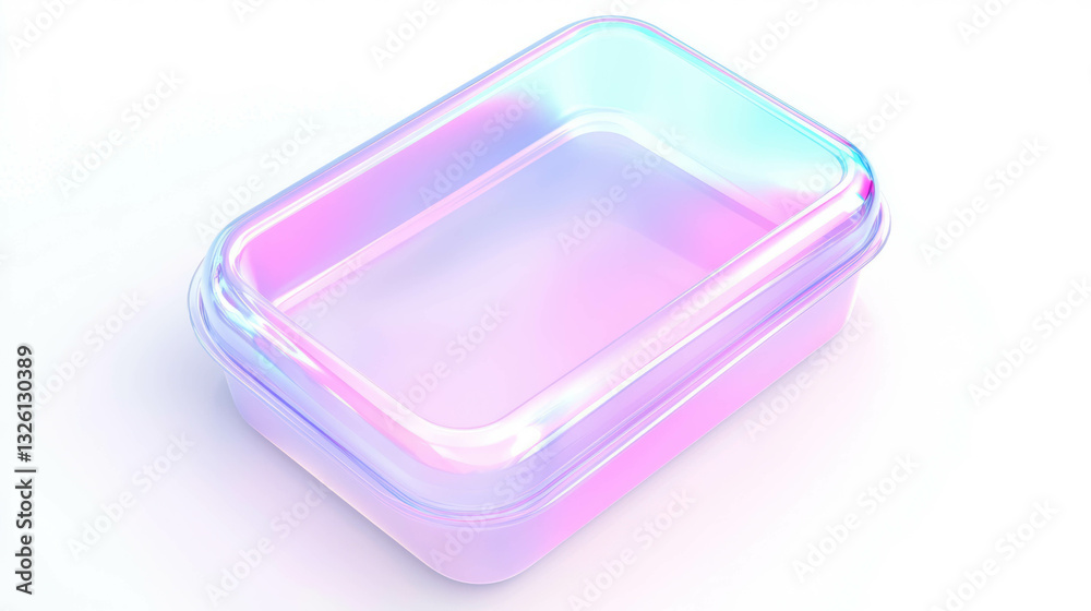 Transparent empty plastic lunch box with holographic design for packing meals Transparent empty plastic lunch box with holographic design for packing meals