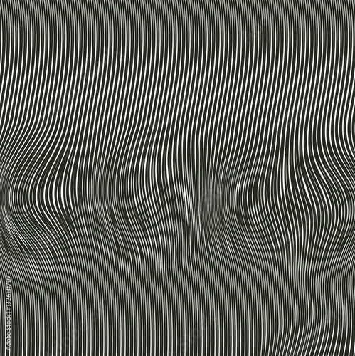 Dense striped texture with a wide distortion band.
