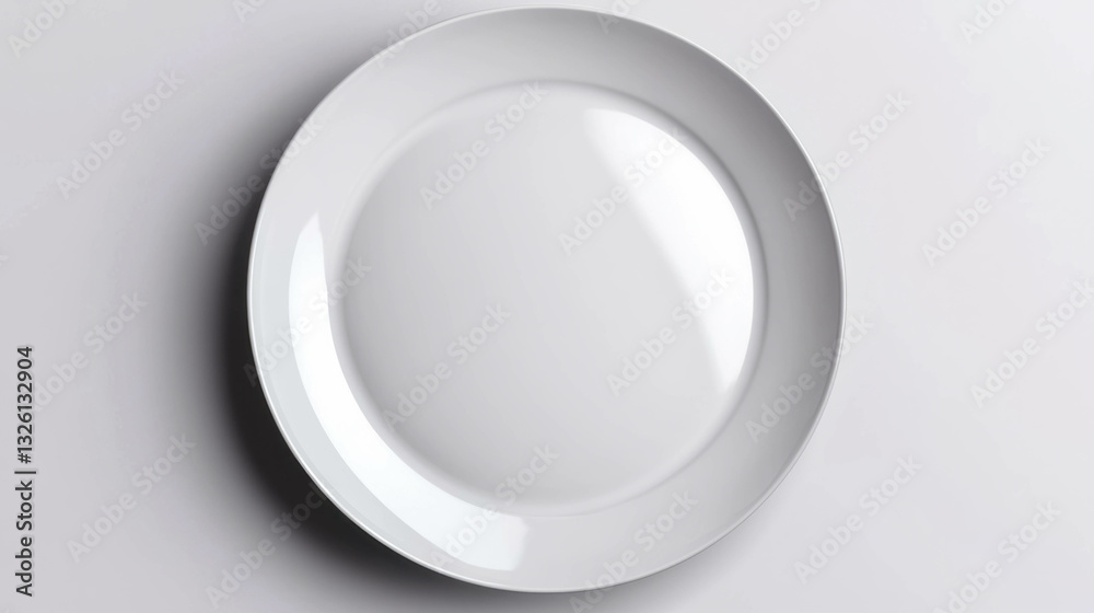 Realistic grey ceramic plate on white background for kitchen and dining design Realistic grey ceramic plate on white background for kitchen and dining design