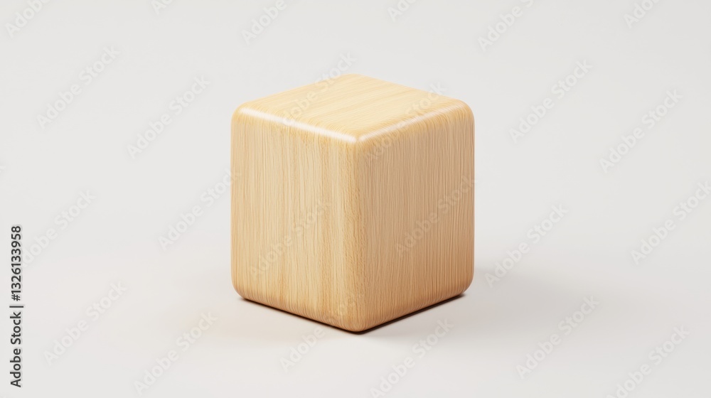 A light brown wooden cube with a smooth surface and visible grain. A light brown wooden cube with a smooth surface and visible grain.