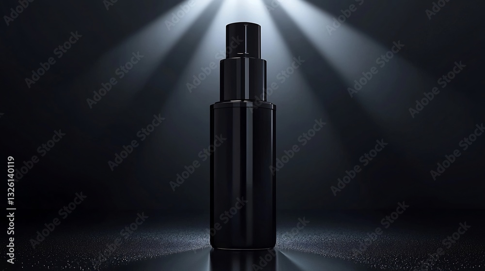 Fototapeta premium Matte setting spray bottle mockup displayed against studio lighting setup for a professional high end beauty visual