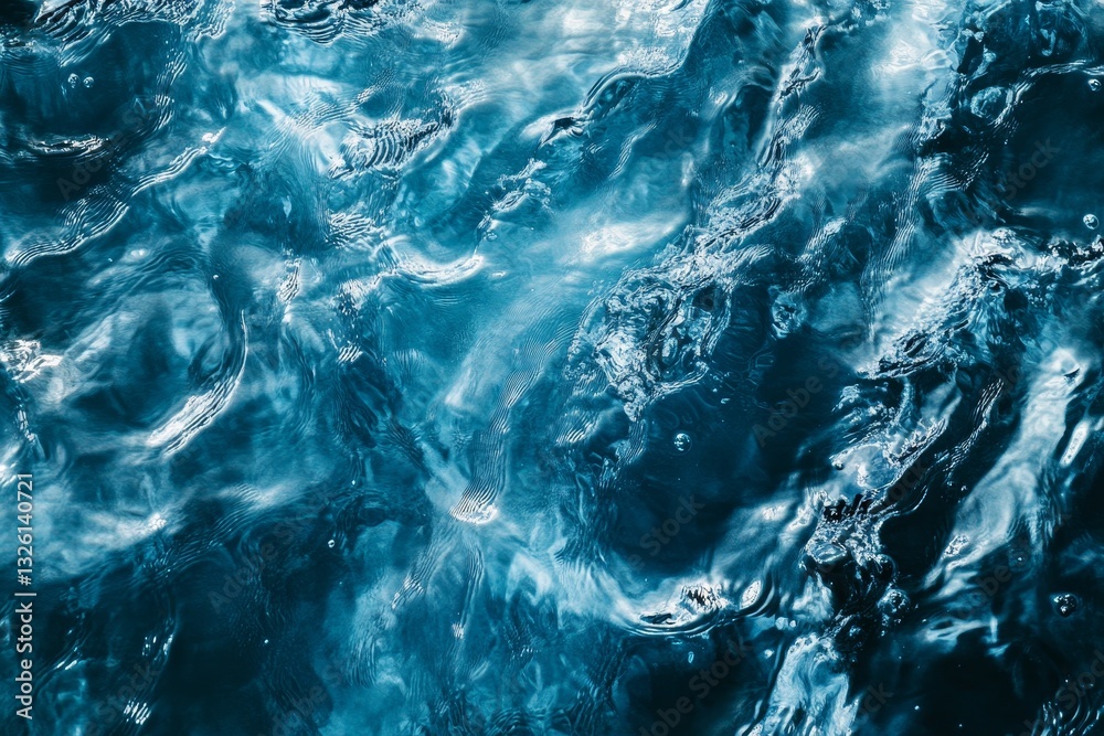 Obraz premium Ocean water texture, surface ripples, sunlight reflection, background blur, website design