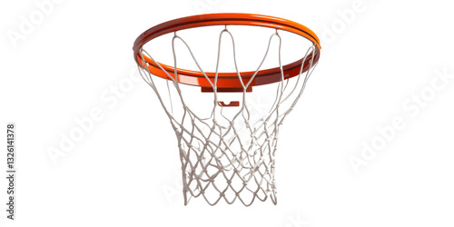 Monochrome basketball hoop against a transparent background with spotlight effect.