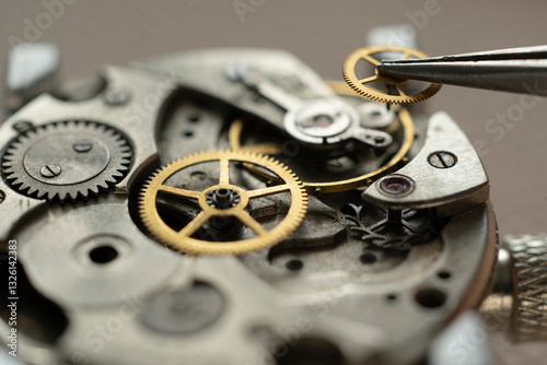 Mechanical watch repair. Watchmaker is repairing the mechanical watches