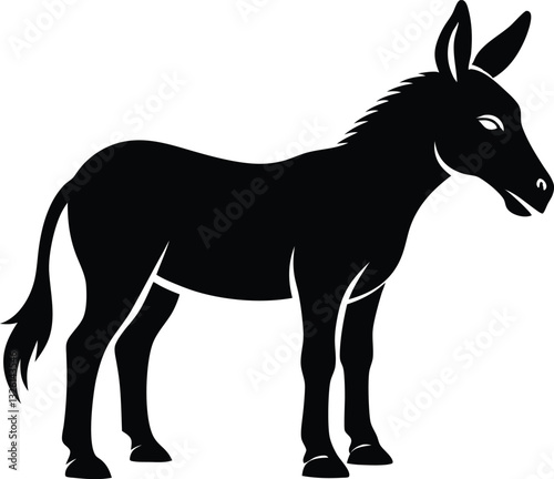 donkey silhouette vector illustration isolated, Donkey logo design illustration. Black Donkey icon style.