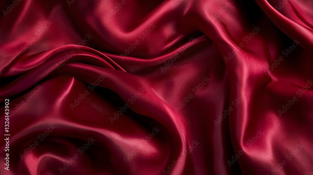 Obraz premium 27. A soft, ruffled burgundy red silk satin curtain, shimmering with a luxurious sheen, perfect for a romantic celebration or festival