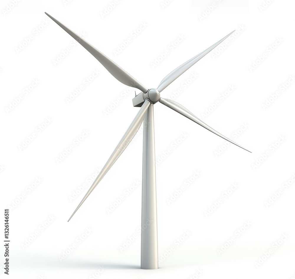 Large white wind turbine stands tall in open field Large white wind turbine stands tall in open field