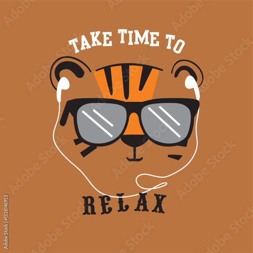 retro hipster Tiger with hipster glasses hand drawn illustration vector
