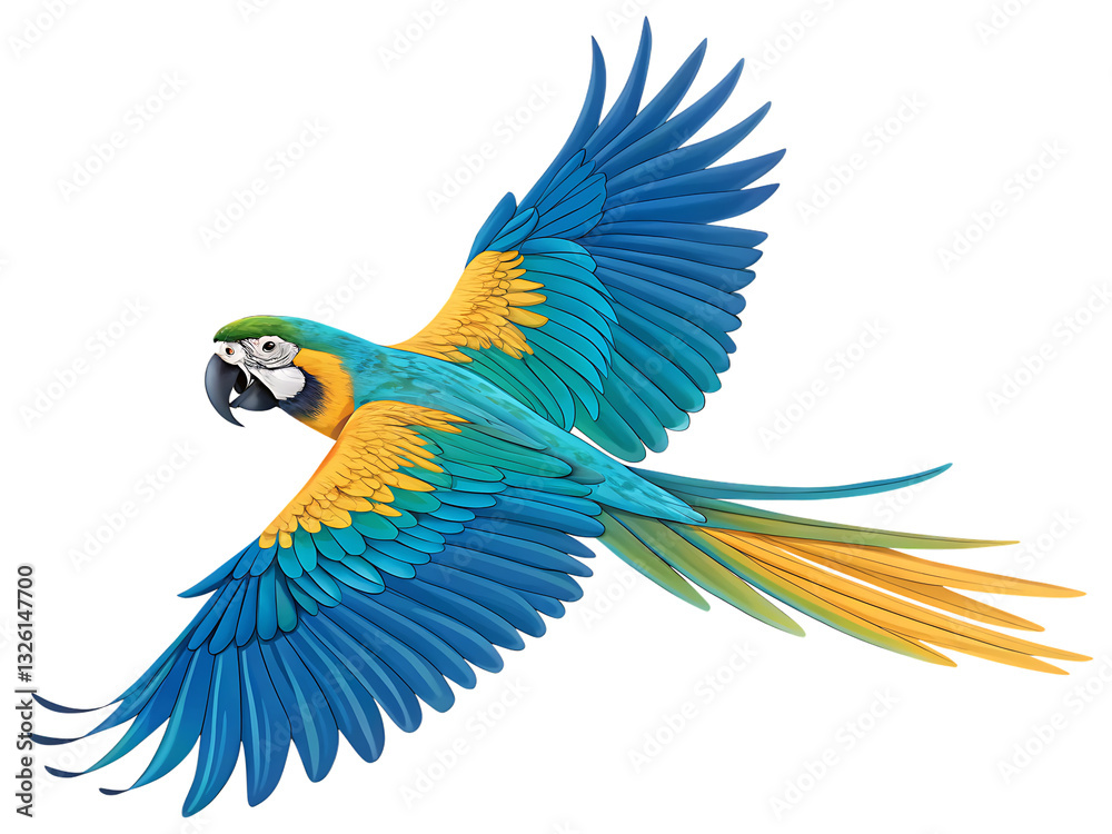 Fototapeta premium colorful flying parrot isolated on white or background transp
