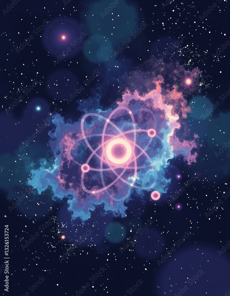 Swirling Nebula to Atomic Model Seamless 3D Quantum Background, Conceptual Universe Illustration with Electrons Orbiting Nucleus, 4K Copy Space Wallpapers Swirling Nebula to Atomic Model Seamless 3D Quantum Background, Conceptual Universe Illustration with Electrons Orbiting Nucleus, 4K Copy Space Wallpapers