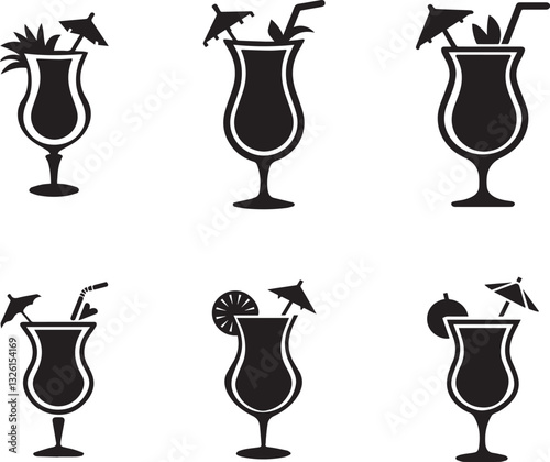 Tropical Cocktail Drink with Umbrella and Fruit Vector Illustration for Summer Party