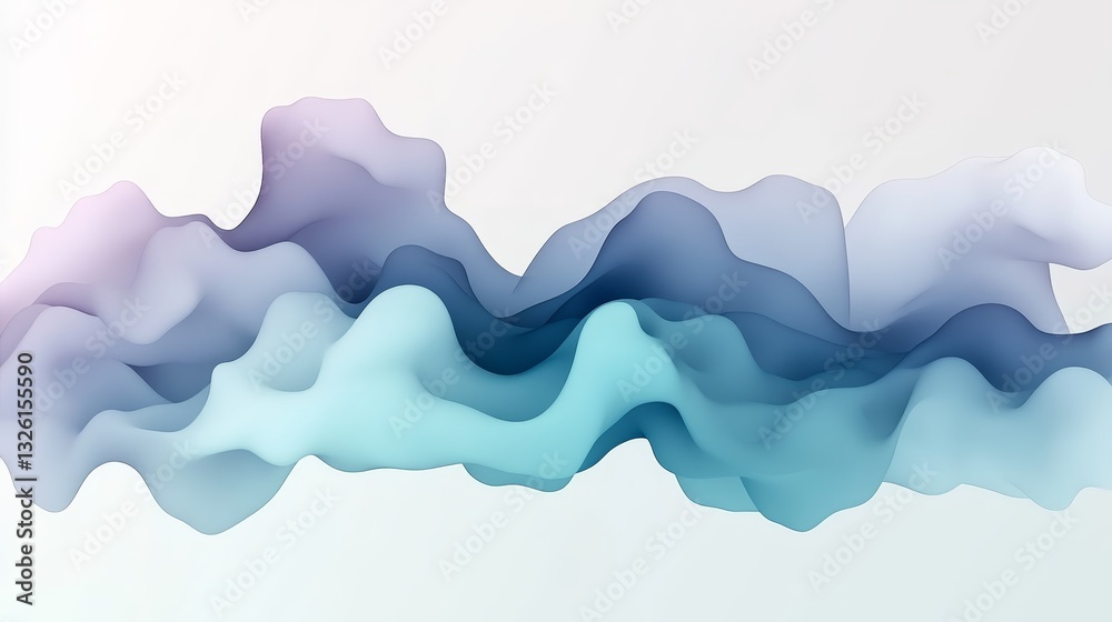 Abstract Cyan and Purple Fluid Wave, Digital Vector Art with Smooth Gradient on White Background Abstract Cyan and Purple Fluid Wave, Digital Vector Art with Smooth Gradient on White Background