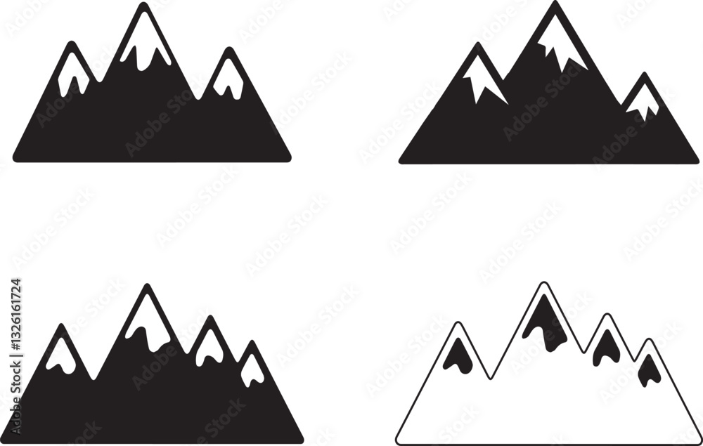 Mountain Range Vector Icons for Landscape Designs Mountain Range Vector Icons for Landscape Designs