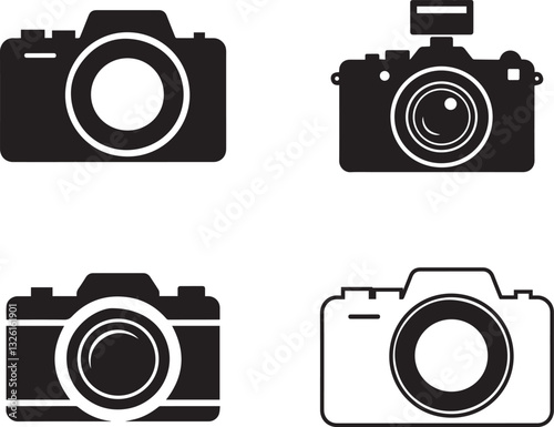 Camera Icon Set for Technology and Photography