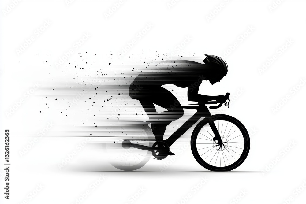 Fototapeta premium A sleek silhouette of a bike rider in motion, illustrated in a minimalist style with bold contrasts