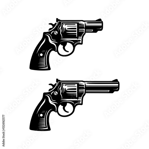 2 revolvers short and long barrel vector 