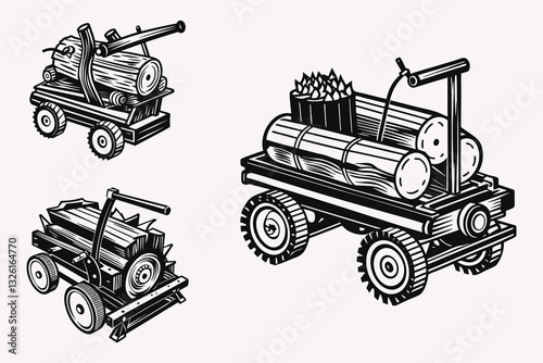 Tree cutter vector illustration isolated on white background.