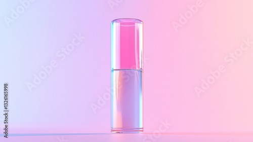 Moisturizing lip balm container mockup placed against pastel background with subtle reflections ideal for skincare and beauty branding