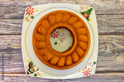Homemade fresh cake with cocoa inside.