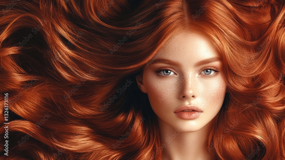 Obraz premium A close-up of a woman with vibrant red locks, suitable for editorial or commercial use