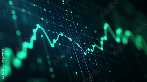 Abstract digital visualization of financial trends with bright green lines on dark background