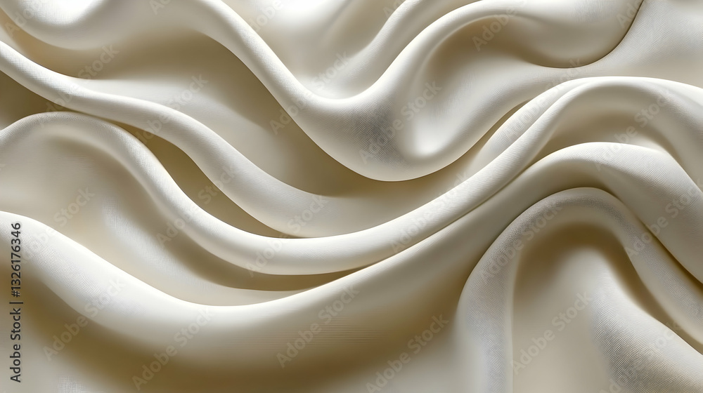 Fototapeta premium Smooth, flowing cream-colored fabric drapes