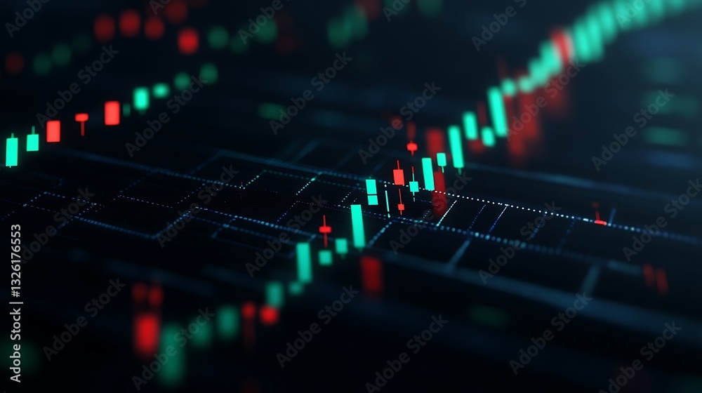 Abstract Financial Chart with Colorful Candlestick Patterns Showing Stock Market Trends and Volatility Analysis Abstract Financial Chart with Colorful Candlestick Patterns Showing Stock Market Trends and Volatility Analysis