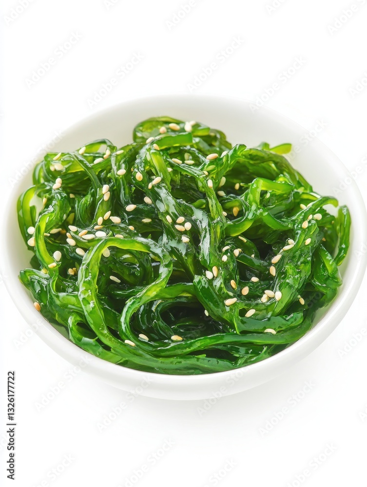 Freshly prepared bowl of seaweed with sesame seeds added for extra flavor Freshly prepared bowl of seaweed with sesame seeds added for extra flavor