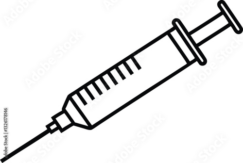 Syringe injection icon line art , medical syringe outline
