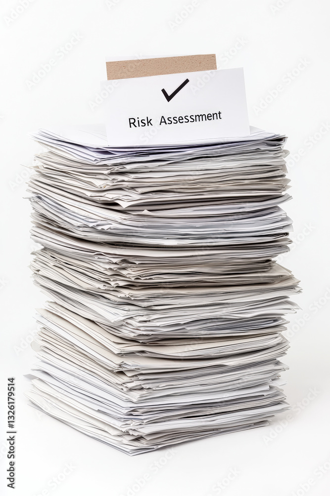 Stack of documents labeled Risk Assessment Stack of documents labeled Risk Assessment