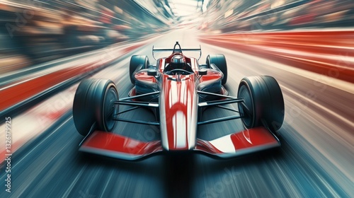 Dynamic Racing Car in Motion on a High-Speed Track Scene