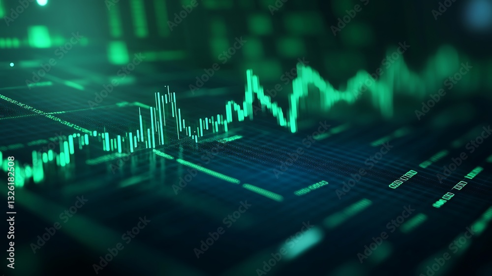 Abstract Representation of Digital Financial Data with Green Charts and Graphs on a Dark Background Abstract Representation of Digital Financial Data with Green Charts and Graphs on a Dark Background