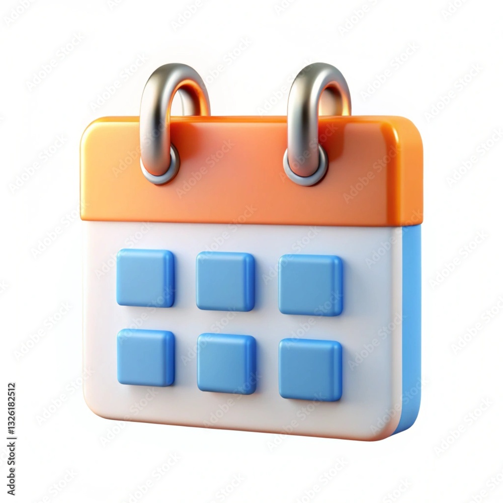 3D calendar reminder icon isolated on white background 3D calendar reminder icon isolated on white background
