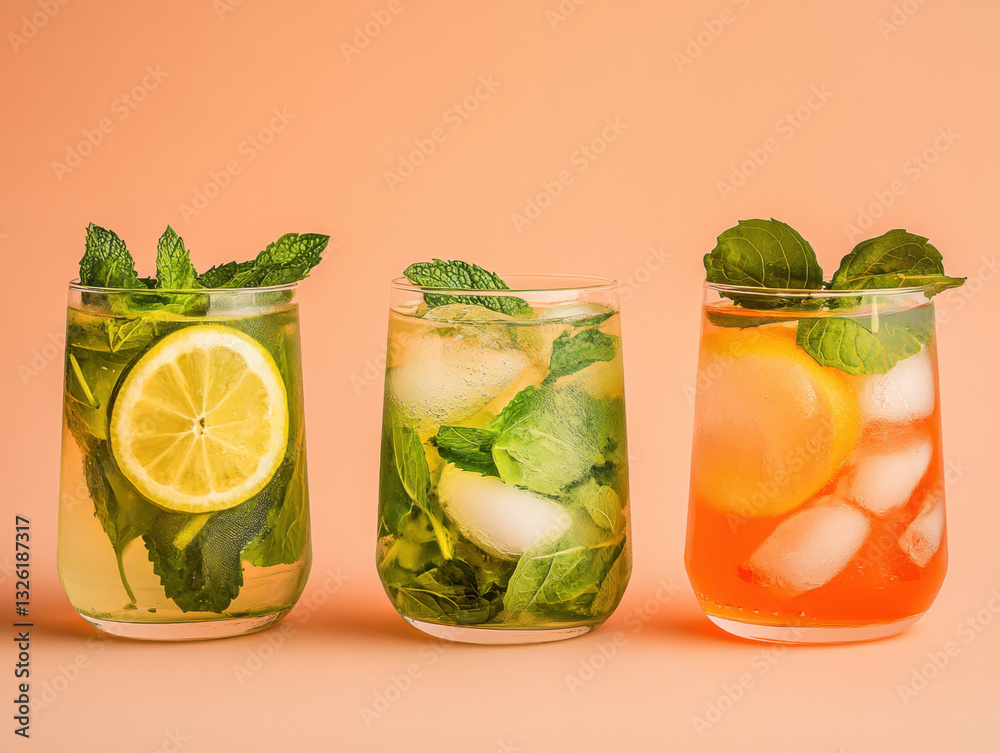 A refreshing cocktail with lime, mint, and ice in a glass, featuring a mojito-inspired drink with a hint of lime and alcohol, perfect for a cool, fruity, and energizing experience A refreshing cocktail with lime, mint, and ice in a glass, featuring a mojito-inspired drink with a hint of lime and alcohol, perfect for a cool, fruity, and energizing experience